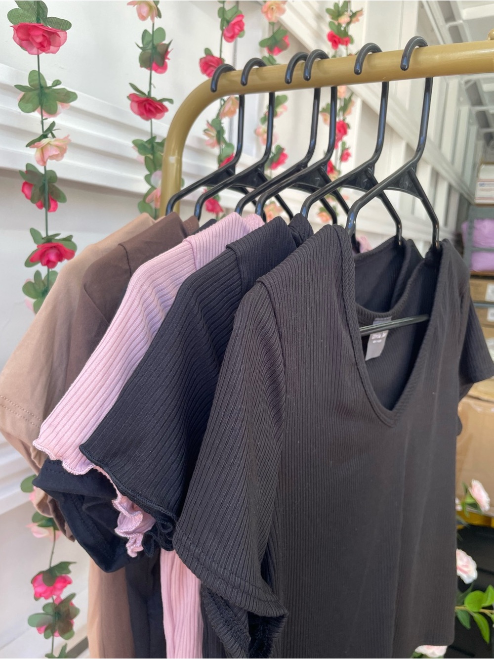 Olivia Rae 6 Pack Crop Tops- Black, Pink, Brown & Beige